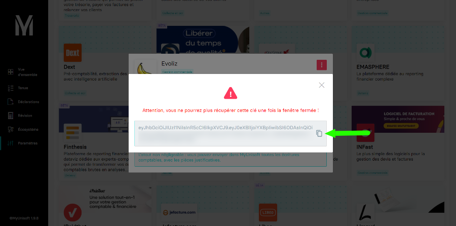 Aperçu du token récupéré