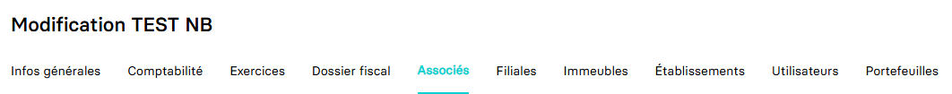 Aperçu menu des associés